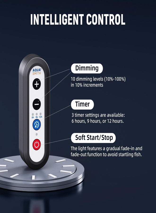 AQUASMITH Aquarium Light,Fish More Red Water is Not,Specific Full Spectrum Fish Tank Light,Comes with Two Mounting Brackets, Timing Function, Memory Feature, Adjustable Brightness, IP68 (14IN) - Image 3